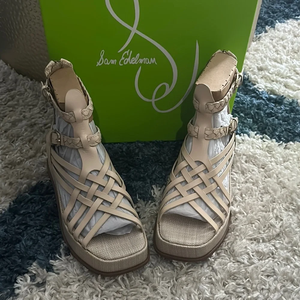 Sam Edelman Beige Braided Platform Sandals - Picture 1 of 7